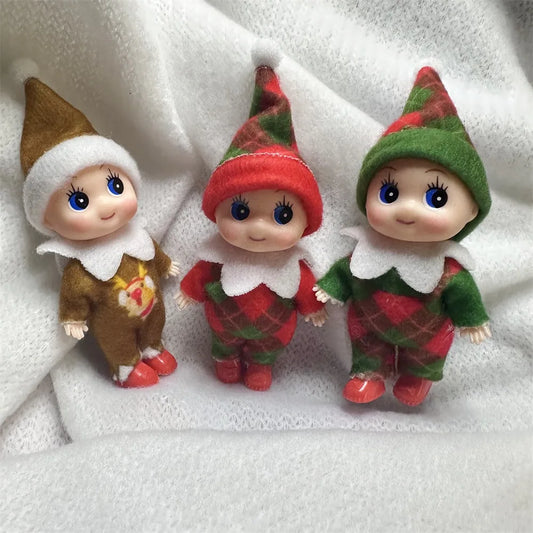 Kerst pop tweeling elf jongen en meisje – feestelijke mini decoratie