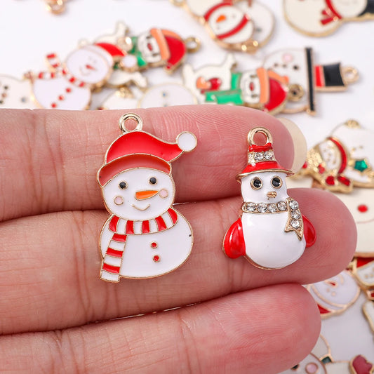 Kersthanger voor ketting of armband sneeuwpop emaille bedels 20 stuks