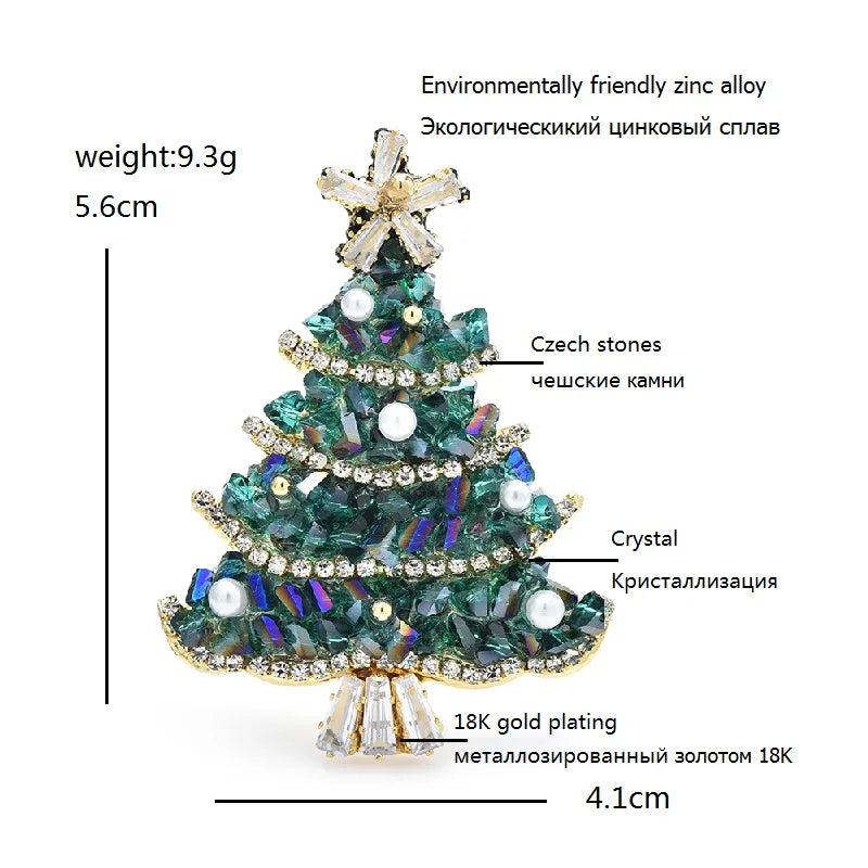 Broche Kristallen Kerstboom – Handgemaakt – Unisex – Feestelijk & Elegant