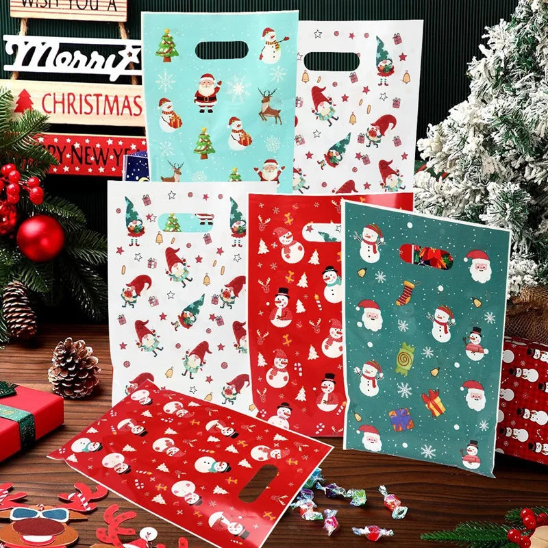 Kerst cadeauverpakking cadeautasjes met sneeuwpop ontwerp in diverse kleuren