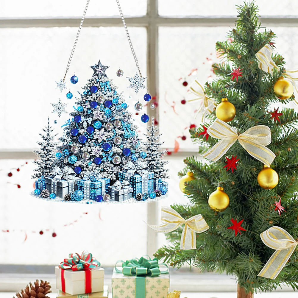 Diamond Painting Kerstkrans raam- en wandhanger met strass steentjes