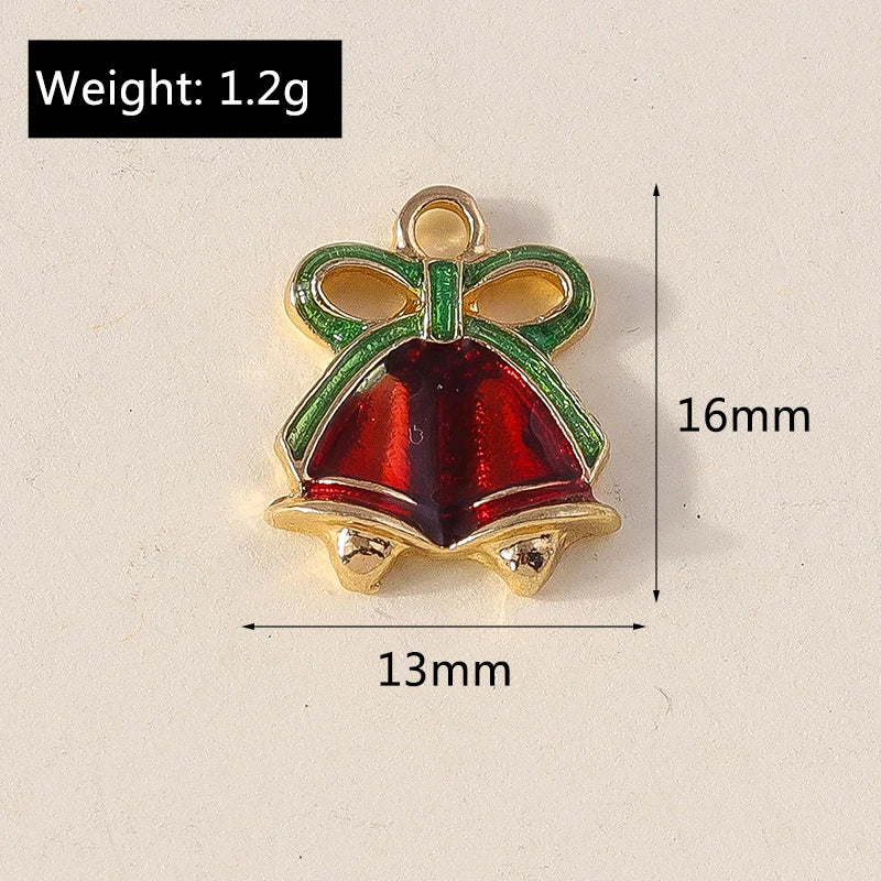 Kersthanger voor ketting of armband kerstboom rendier bel sneeuwpop hanger set - 10 stuks
