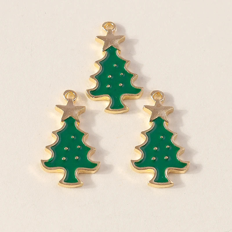 Kersthanger voor ketting of armband kerstboom rendier bel sneeuwpop hanger set - 10 stuks