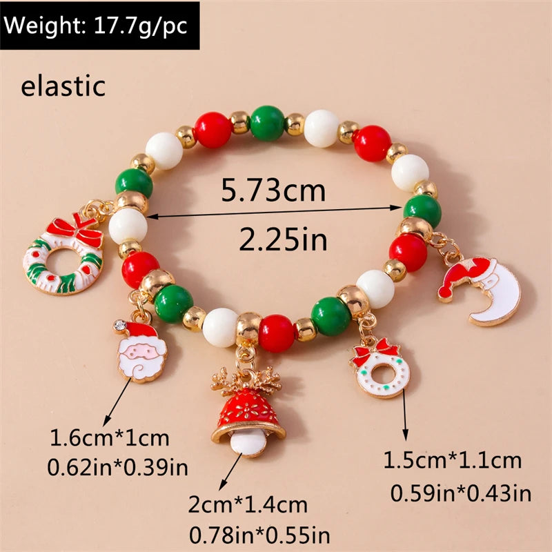 Kerst armband met kralen, rendier en kerstboom bedels voor dames