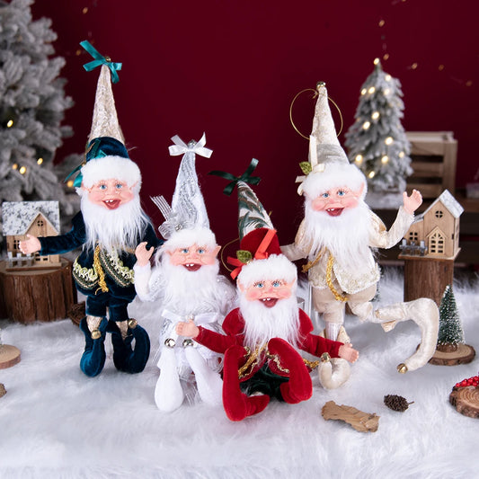 Kerst pop elf met krans – feestelijke pluche hanger voor decoratie