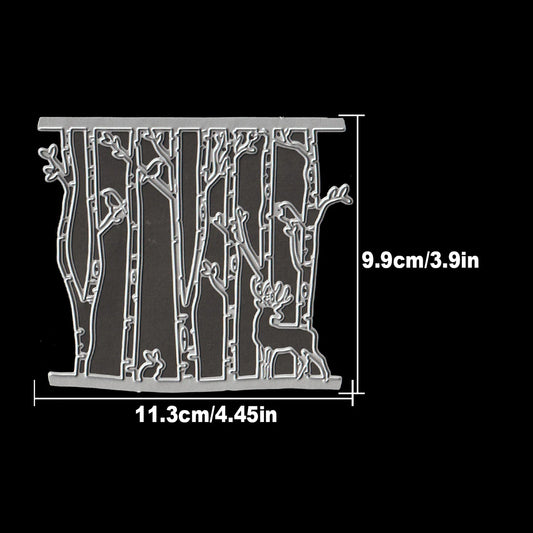 Snijmal Winterbos met herten konijn en vogels decoratief embosmal