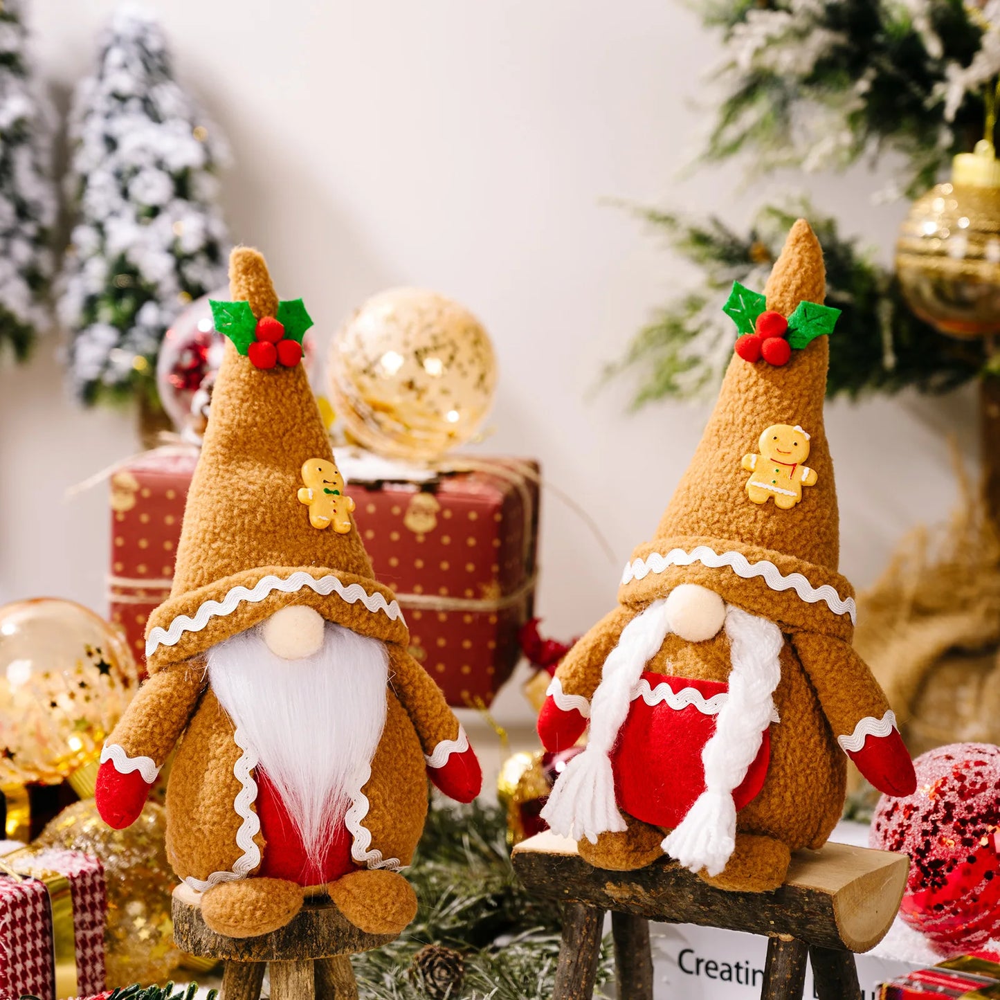 Kerst pop decoratieve pluche kabouter zonder gezicht voor sfeervolle versiering