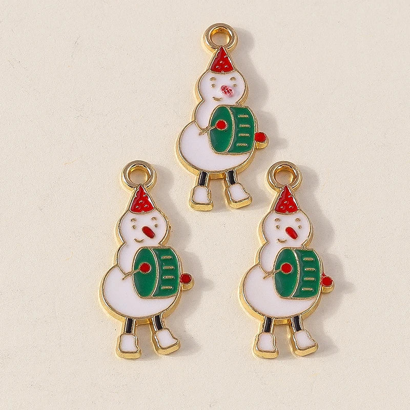 Kersthanger voor ketting of armband sneeuwpop emaille bedels 20 stuks