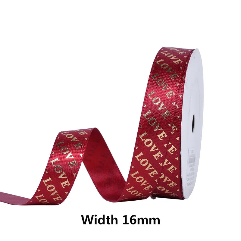 Kerst cadeau lint goud hartjes print – 10 yards luxe feestelijk lint