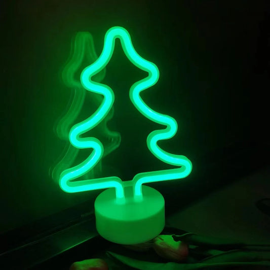 Kerst lamp neon kerstboom LED tafeldecoratie met USB en batterijen