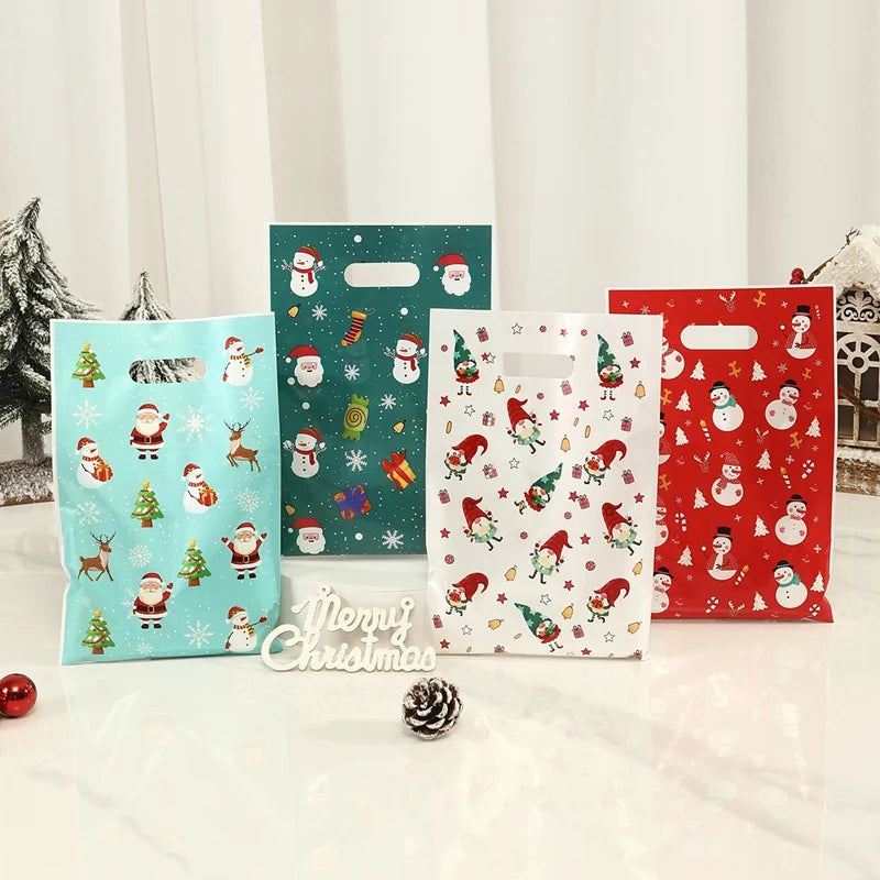 Kerst cadeauverpakking cadeautasjes met sneeuwpop ontwerp in diverse kleuren