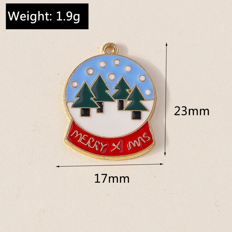 Kersthanger voor ketting of armband kerstboom rendier bel sneeuwpop hanger set - 10 stuks
