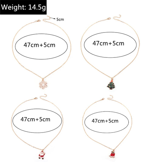 Kerst ketting met kerstboom, kerstman en belletjes hanger – feestelijke sieraden voor dames
