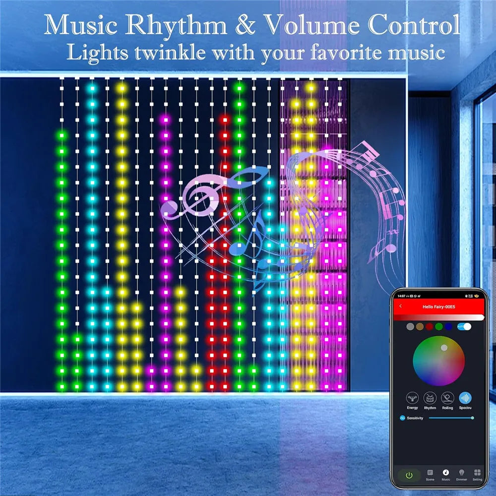 Slimme Kerstverlichting – 400-800 RGB LED Gordijnverlichting met App & Afstandsbediening, Muzieksynchronisatie, Binnen & Buiten Decoratie