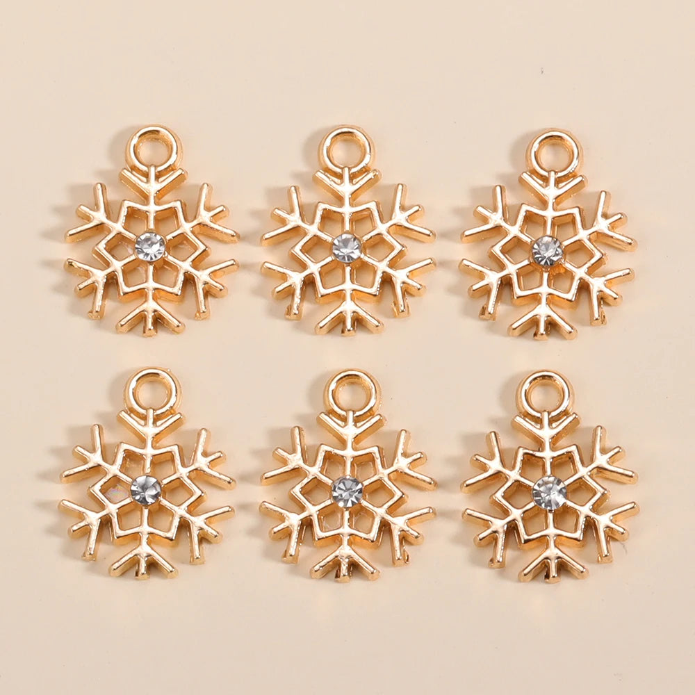 Kerst hanger sneeuwvlok charme met parel en zirkonia – 10 stuks - diverse kleuren en opties