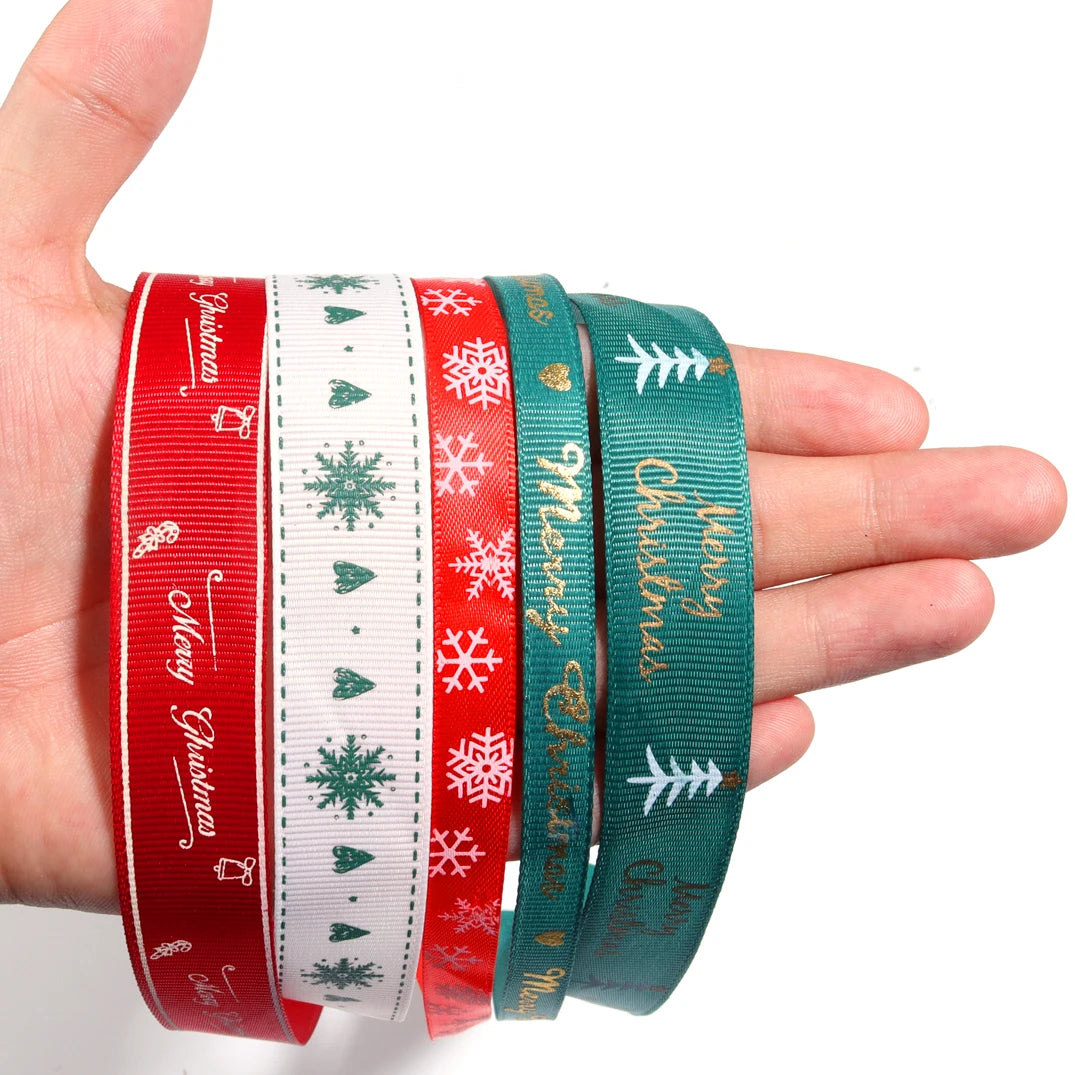 Kerst cadeau lint – 10 meter polyester lint 10mm/20mm bedrukt voor decoratie & inpakken