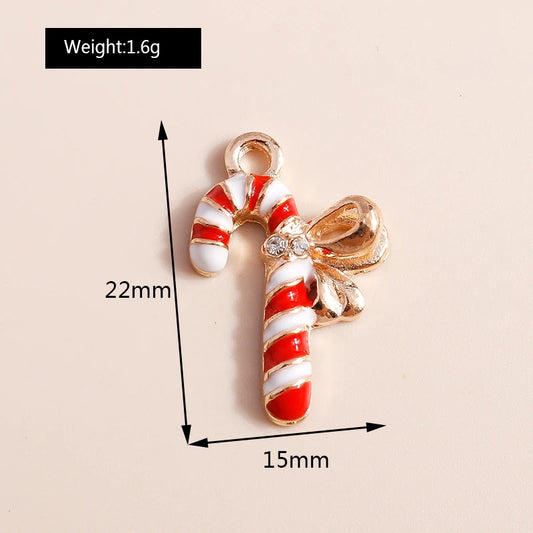 Kerst hangers emaille zuurstok bedels voor armbanden, kettingen en oorbellen - 20 stuks