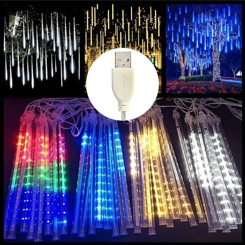 Kerst lichtgordijn USB LED vallende regenlamp sfeerverlichting