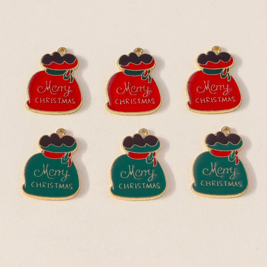 Kersthanger voor ketting of armband kerstboom rendier bel sneeuwpop hanger set - 10 stuks