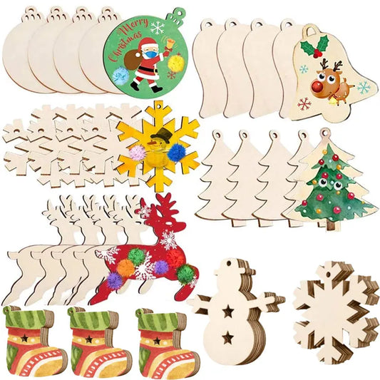 Houten figuur om zelf te kleuren/schilderen – Kerstversiering 10 stuks