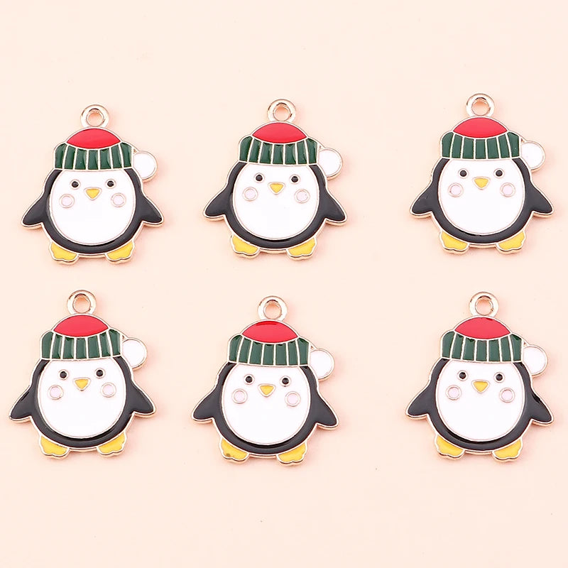 Kerst hangers mix sneeuwpop, Kerstman en meer emaille bedels voor sieraden - 10 stuks