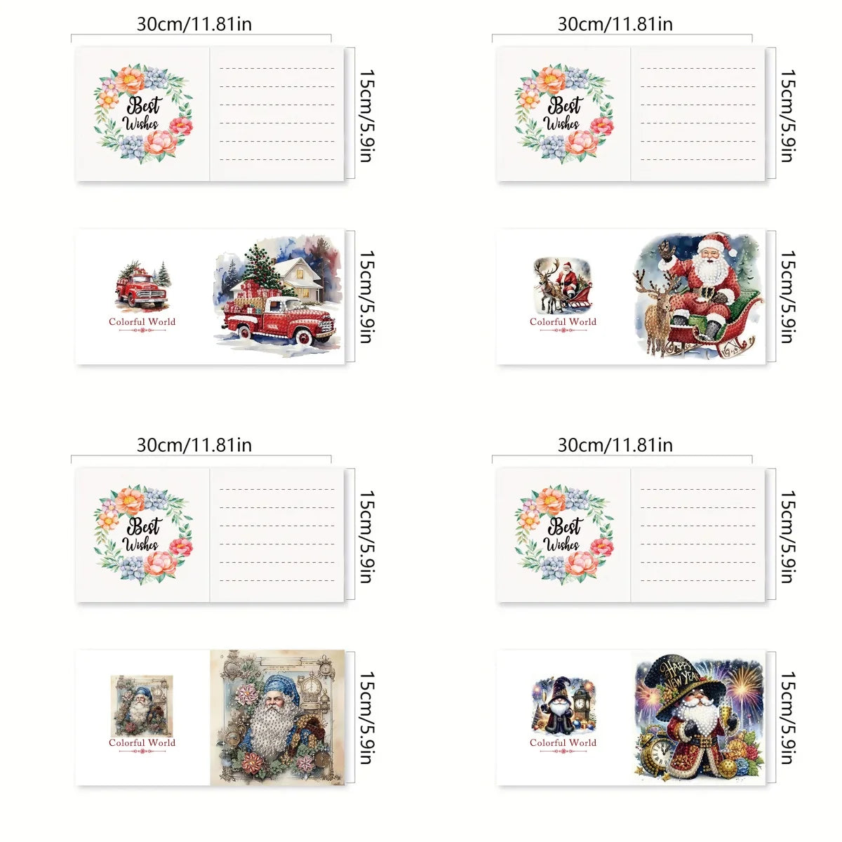 Diamond Painting Kerstkaarten set 6 stuks voor kerst en nieuwjaar