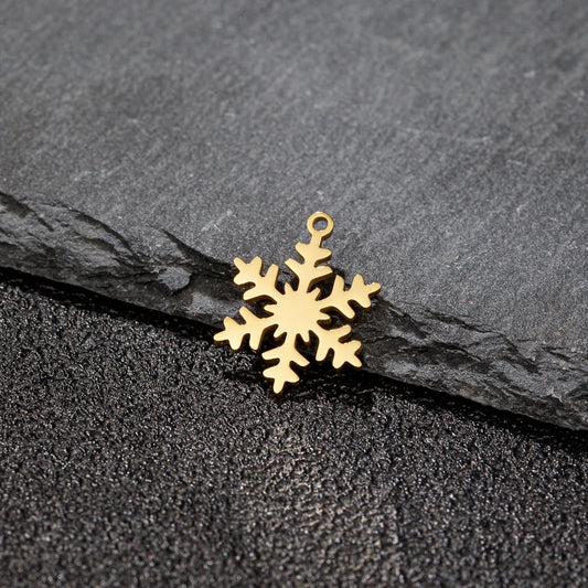 Kerst oorbellen sneeuwvlok hanger zilverkleur-goudkleurig roestvrijstaal lange dangle