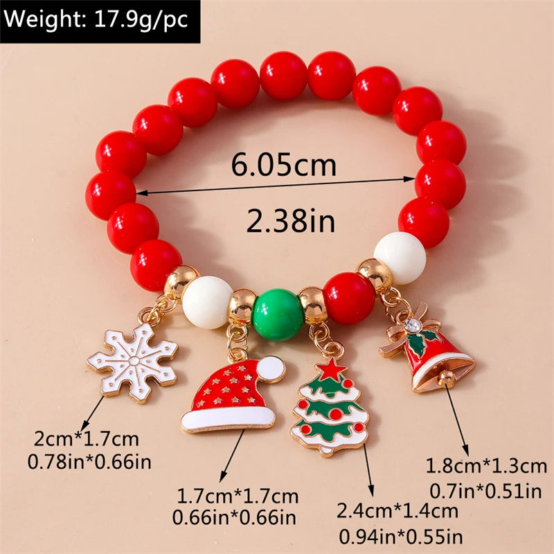 Kerst armband met kralen, rendier en kerstboom bedels voor dames