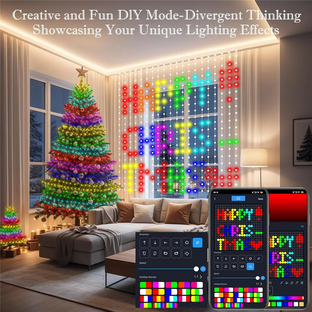 Slimme Kerstverlichting – 400-800 RGB LED Gordijnverlichting met App & Afstandsbediening, Muzieksynchronisatie, Binnen & Buiten Decoratie