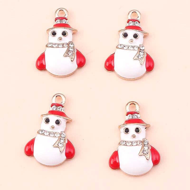 Kerst hangers mix sneeuwpop, Kerstman en meer emaille bedels voor sieraden - 10 stuks