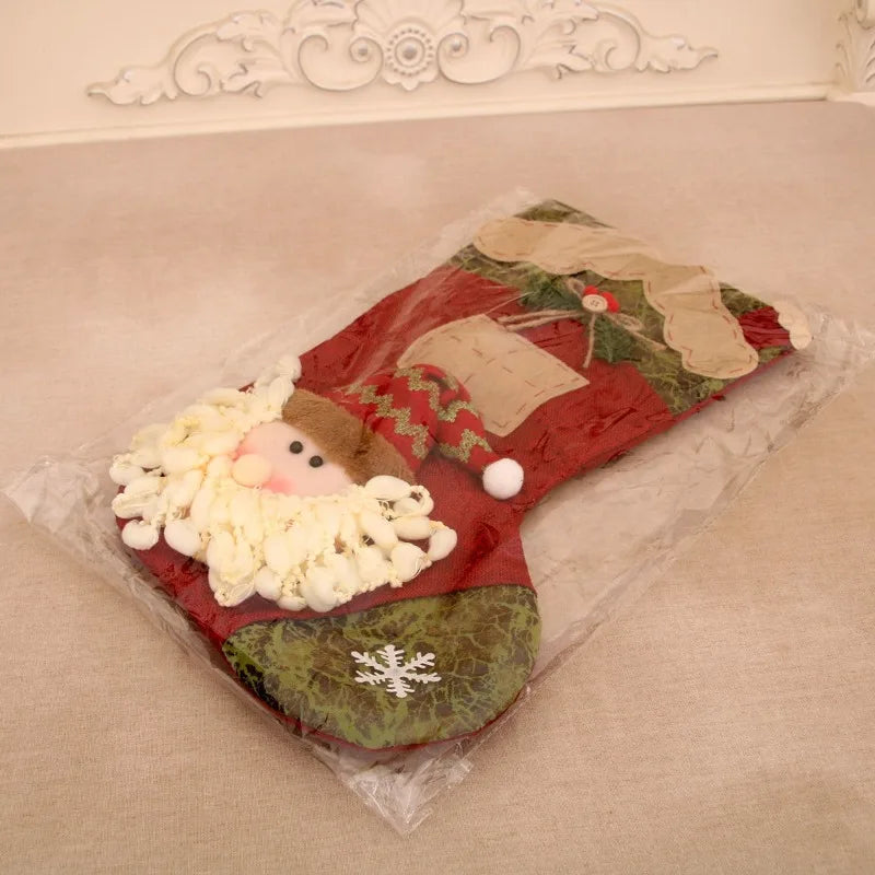Kerstsokken Cartoon Decoratie met Pop - Snoepzak
