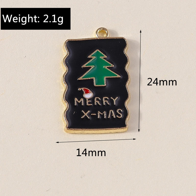 Kersthanger voor ketting of armband kerstboom rendier bel sneeuwpop hanger set - 10 stuks