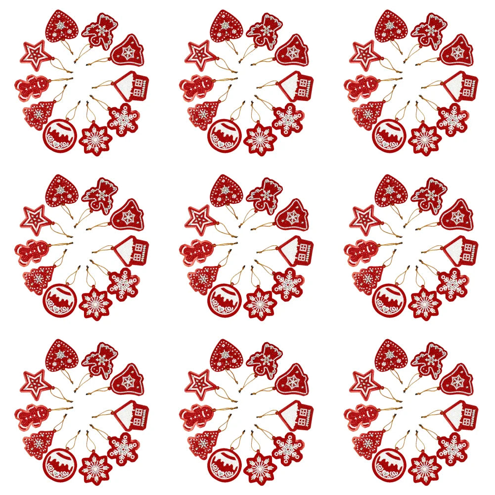 Diamond Painting Kerst Hangers – 10x DIY Kerstboom Ornamenten met Speciale Steentjes | Unieke Kerstdecoratie en Cadeau Idee