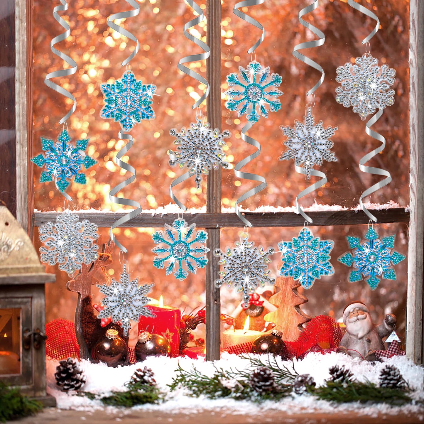 Diamond Painting Kersthangers Acryl Set van 12 Stuks – Feestelijke Decoratie - XZ001