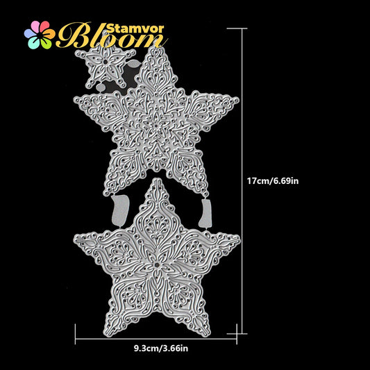 Snijmal Kerst Sterren Kant Hollow Metalen snij mal voor Scrapbooking