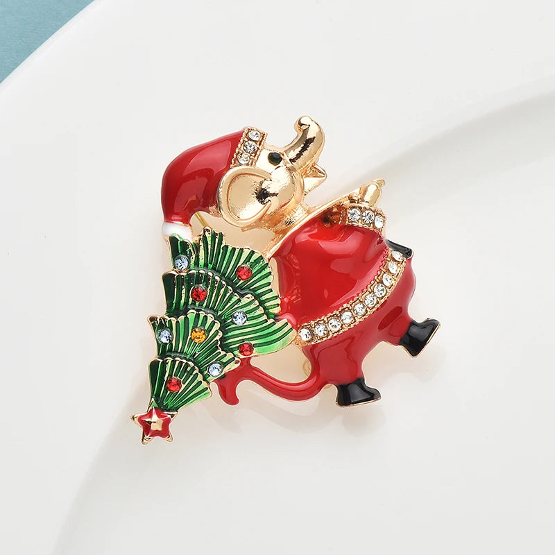 Broche Kerst | Schattige muis met kerstboom – feestelijke broche