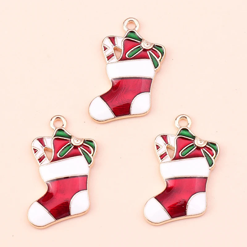 Kerst hangers mix sneeuwpop, Kerstman en meer emaille bedels voor sieraden - 10 stuks