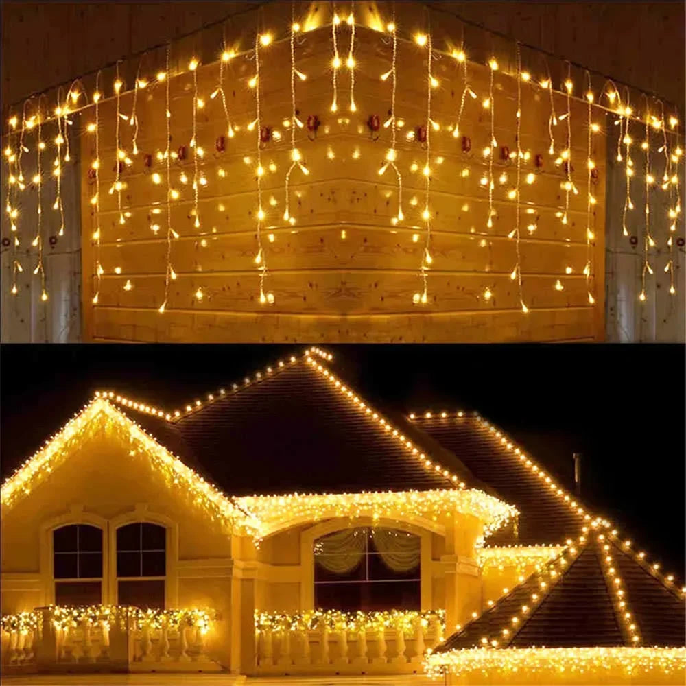 Kerst lichtgordijn sneeuwvlok, ster of ijspegel LED raamverlichting met 8 lichtstanden