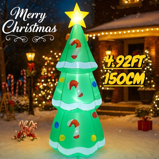 Opblaasbaar Kerst ornament ster kerstboom met LED verlichting voor binnen en buiten 160cm