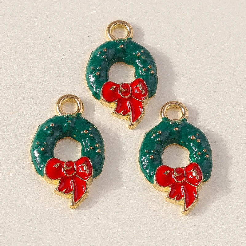 Kersthanger voor ketting of armband kerstboom rendier bel sneeuwpop hanger set - 10 stuks