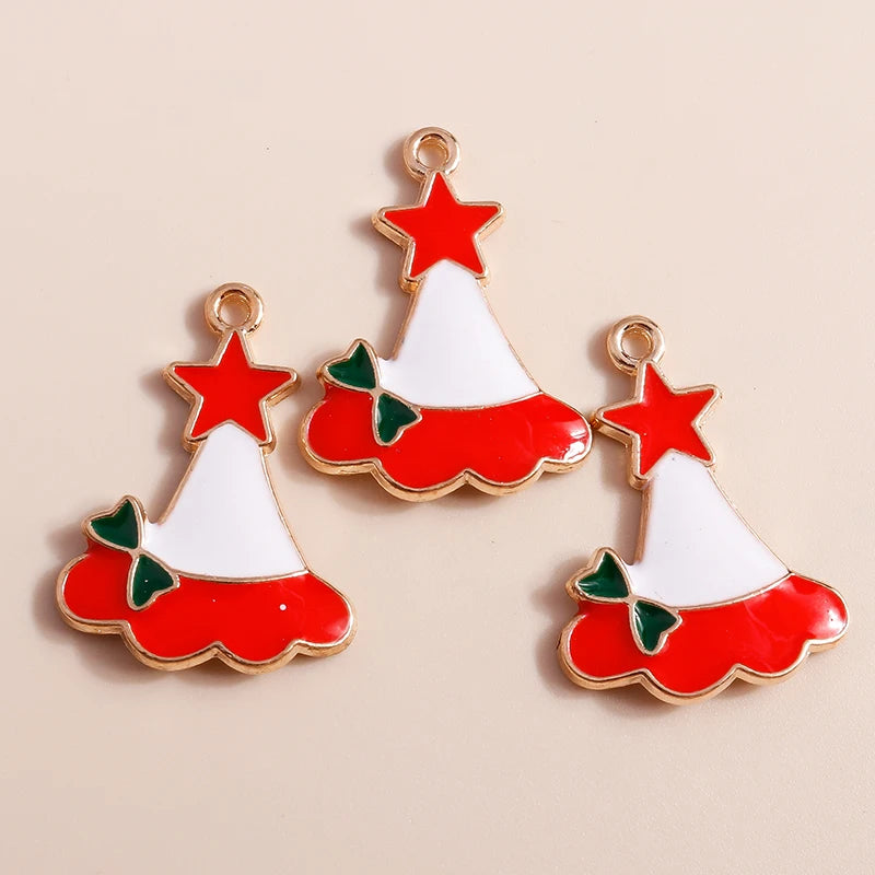 Kerst hangers mix sneeuwpop, Kerstman en meer emaille bedels voor sieraden - 10 stuks