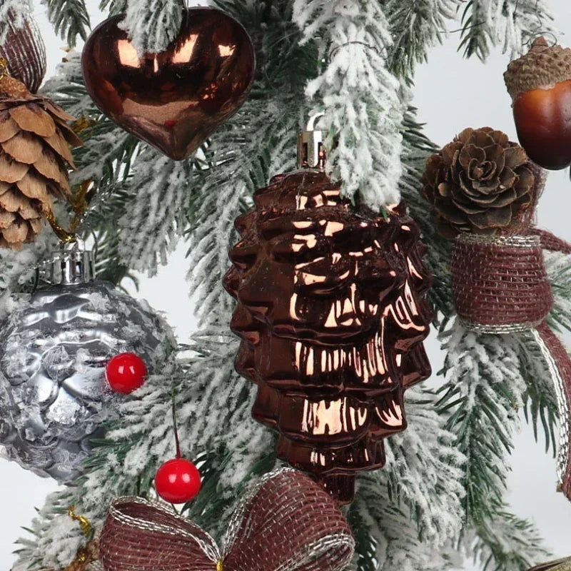Set kersthangers 8 stuks – matte & glanzende kerstballen in de vorm van dennenappels