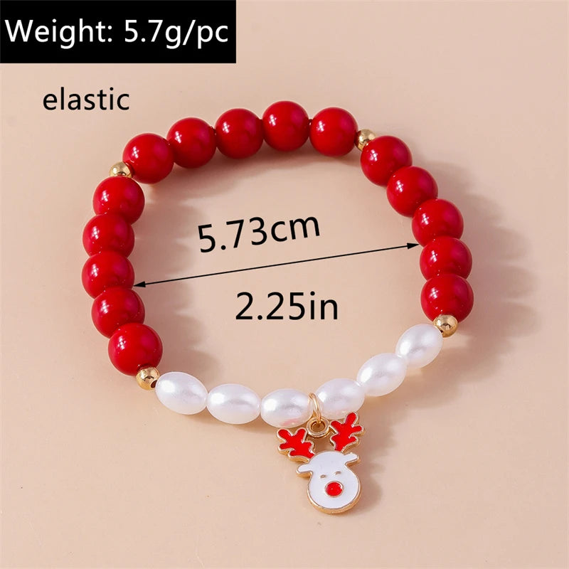 Kerst armband met kralen, rendier en kerstboom bedels voor dames