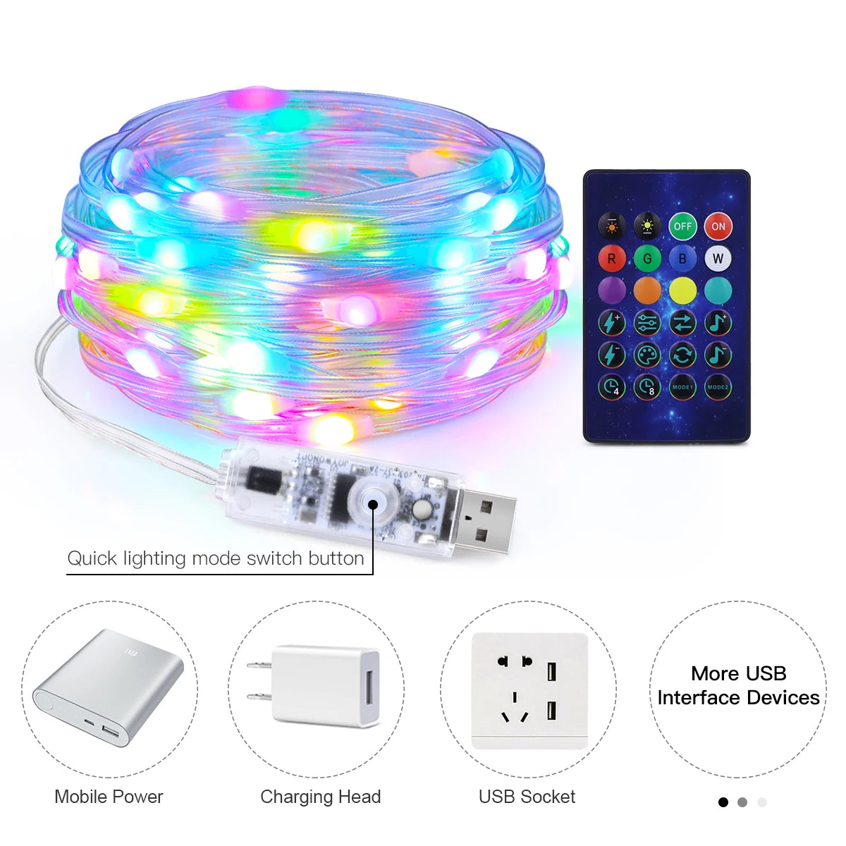 Slimme Kerstverlichting met Bluetooth – USB LED Sfeerverlichting RGBIC, IP65 Waterdicht, App Bediening (2M-20M)