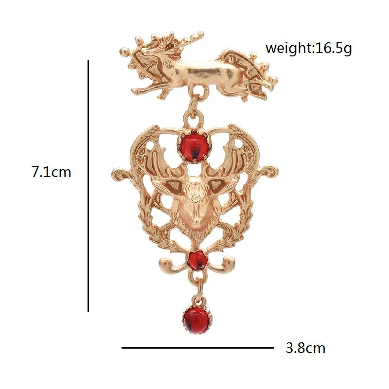 Broche Kerst | Vintage Hertenspeld met kralen voor feestelijke outfits