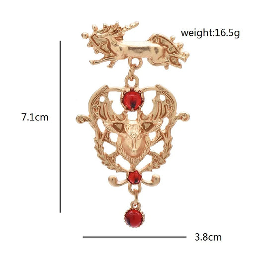 Broche Kerst | Vintage Hertenspeld met kralen voor feestelijke outfits