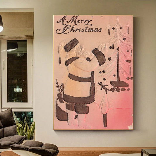 Kerst schilderij vintage kerstman op canvas – klassieke victoriaanse kerstdecoratie