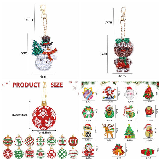 Diamond Painting Kerst Sleutelhangers – Set van 15 Dubbelzijdige Ornamenten