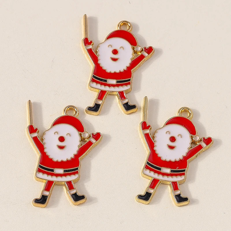 Kersthanger voor ketting of armband kerstboom rendier bel sneeuwpop hanger set - 10 stuks