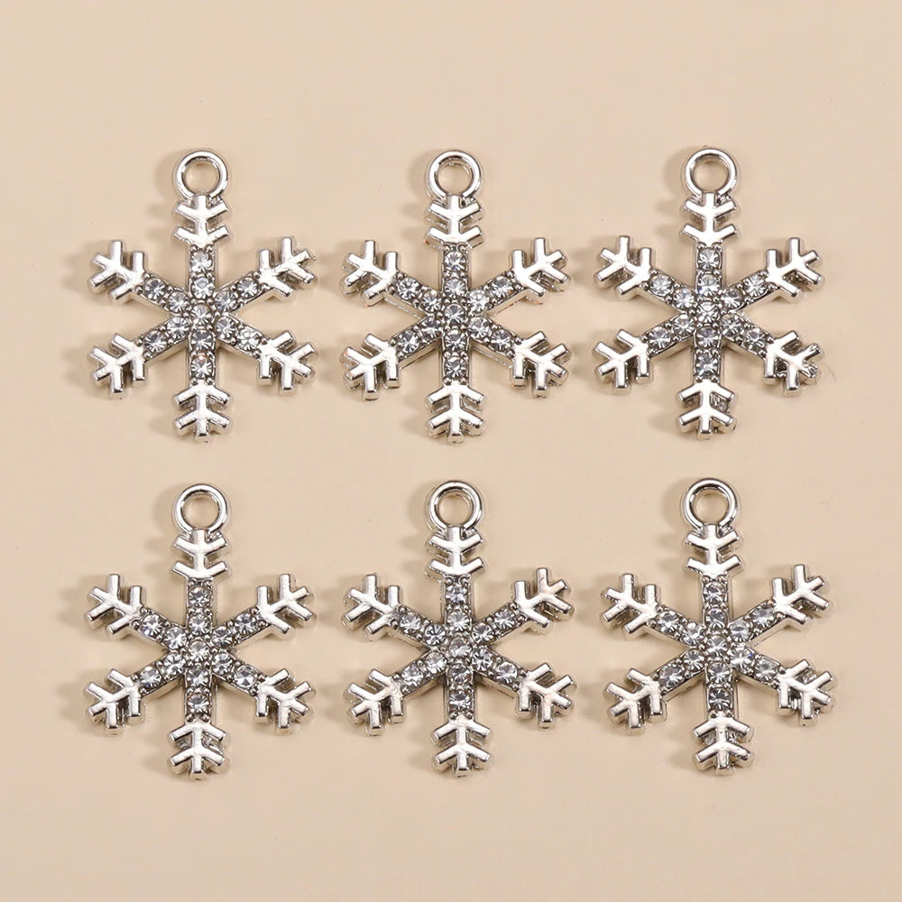Kerst hanger sneeuwvlok charme met parel en zirkonia – 10 stuks - diverse kleuren en opties